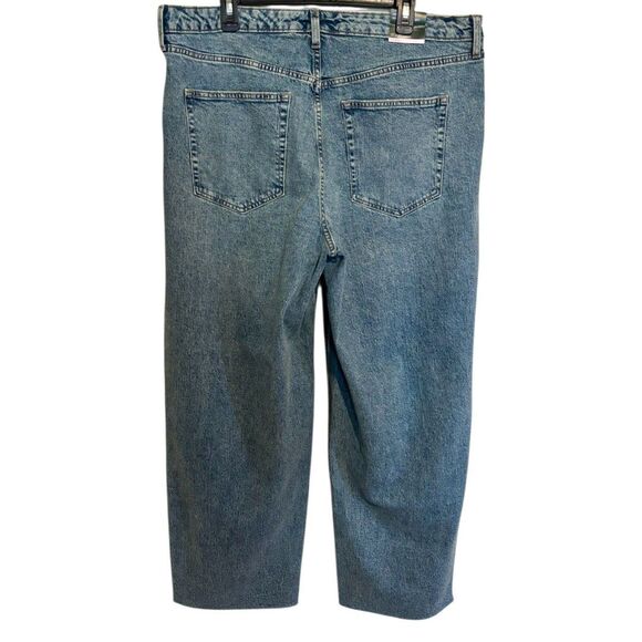 NWT Wild Fable Jeans 17 EasyRigid 90s Relaxed Crop Wide Leg Raw Hem Medium Wash - Picture 3 of 9